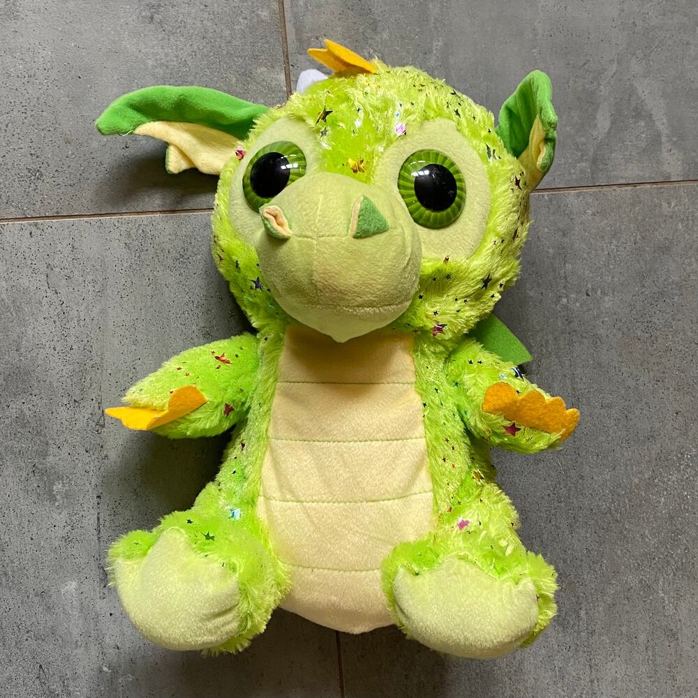 Peek-A-Boo Toys‎ Bright Green Plush Dragon w Big Eyes & Posable Ears
